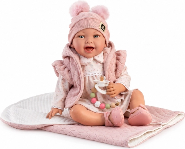 Guca Olivie obciążona realistyczna lalka niemowlęca z dźwiękami i miękkim materiałowym korpusem 42 cm