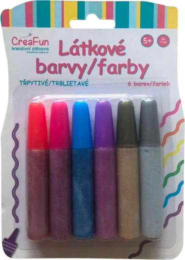 CreaFun farby do tkanin z brokatem – zestaw 6×42 ml