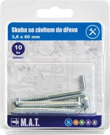 Hak do drewna z gwintem 60 × 3,8 mm, ocynkowany (10 szt.)