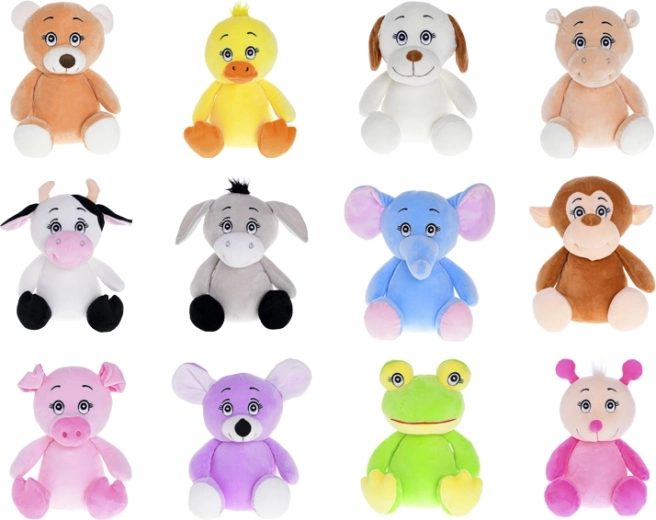 Pluszowa krówka 25 cm – miękka siedząca zabawka dla dzieci od urodzenia