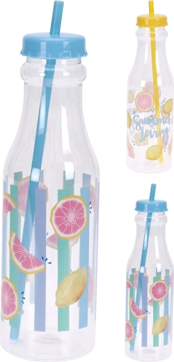 Butelka na napoje ze słomką 650 ml – miks letnich motywów