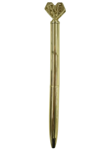 Metalowy długopis z sercem w złotym kolorze 16 cm