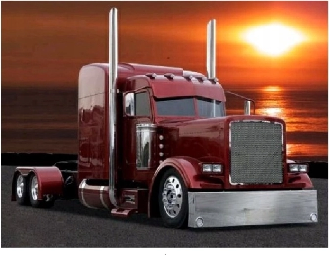Malowanie diamentowe – ciężarówka o zachodzie słońca 30 × 40 cm