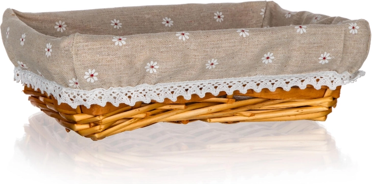 Wiklinowy koszyk Daisy z tkaniną, prostokątny 27 × 18 × 7 cm