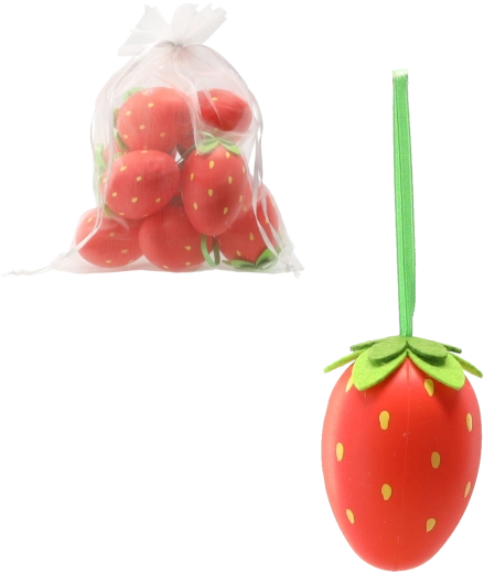 Zestaw 9 wielkanocnych wiszących jajeczek z motywem truskawek