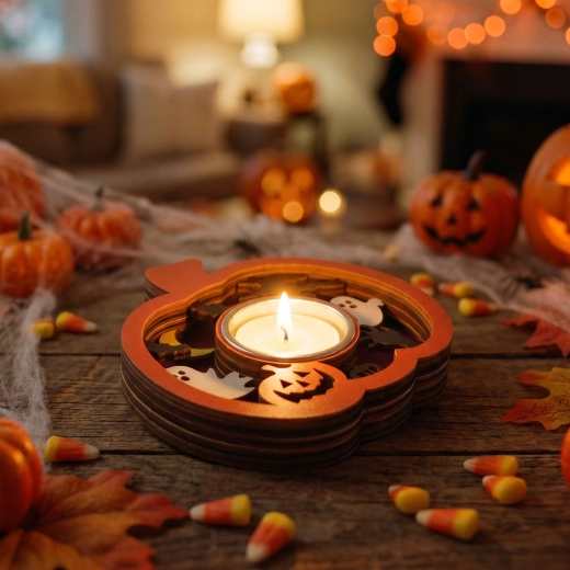 Halloweenowy uchwyt na tealight w kształcie dyni