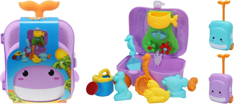 Walizeczka z foremkami do piasku – zestaw 7 elementów, mix kolorów