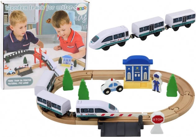 Drewniana kolejka z mostem i posterunkiem policji 3,2 m