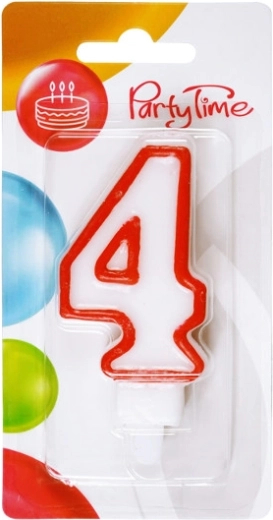 Świeczka urodzinowa cyfra 4 czerwona