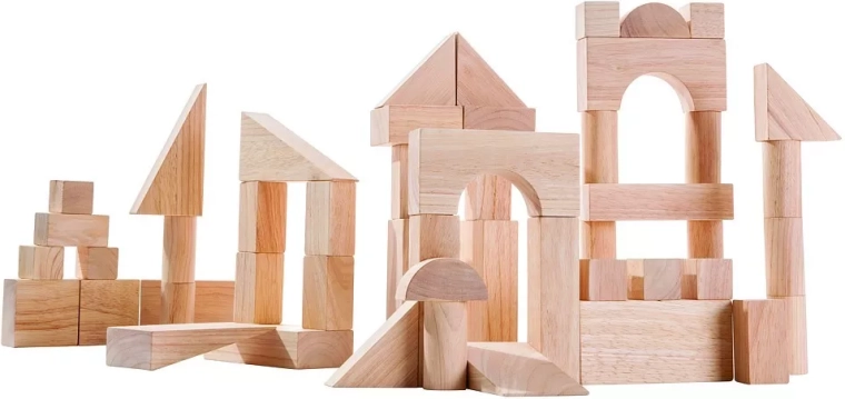PlanToys naturalne drewniane klocki konstrukcyjne 50 elementów