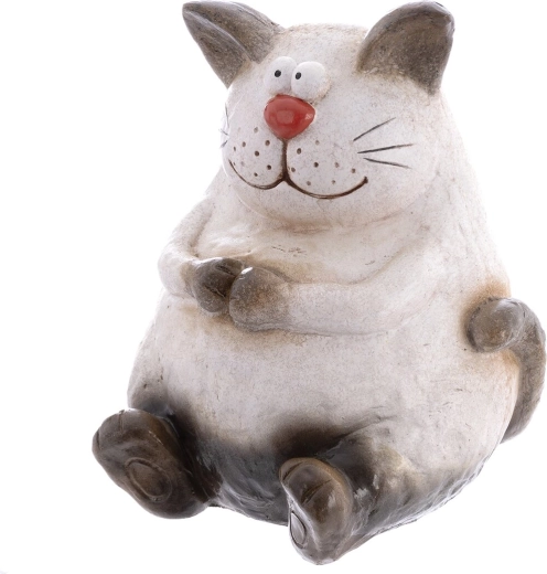 Dekoracyjna figurka kota z polyresinu, beżowa, 36 cm