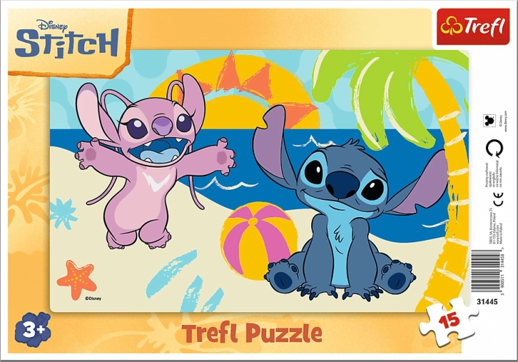 Puzzle Trefl Lilo & Stitch: nad morzem 15 elementów
