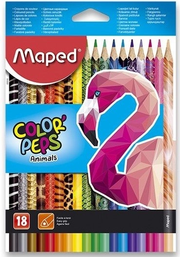 Kredki trójkątne MAPED Color'Peps Animals 18 szt.