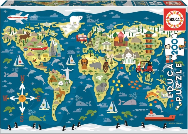 Mapa świata EDUCA puzzle 200 elementów