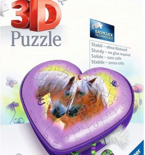 Ravensburger 3D puzzle serce Konie – szkatułka na biżuterię 54 elementy