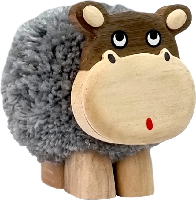 Drewniana figurka XL Hipopotam z Pomponem