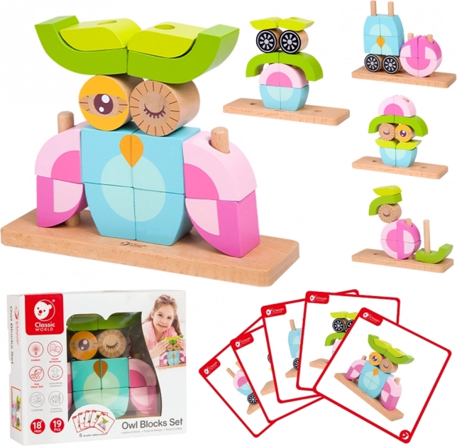 Kreatywne drewniane klocki 3D Sowa CLASSIC WORLD