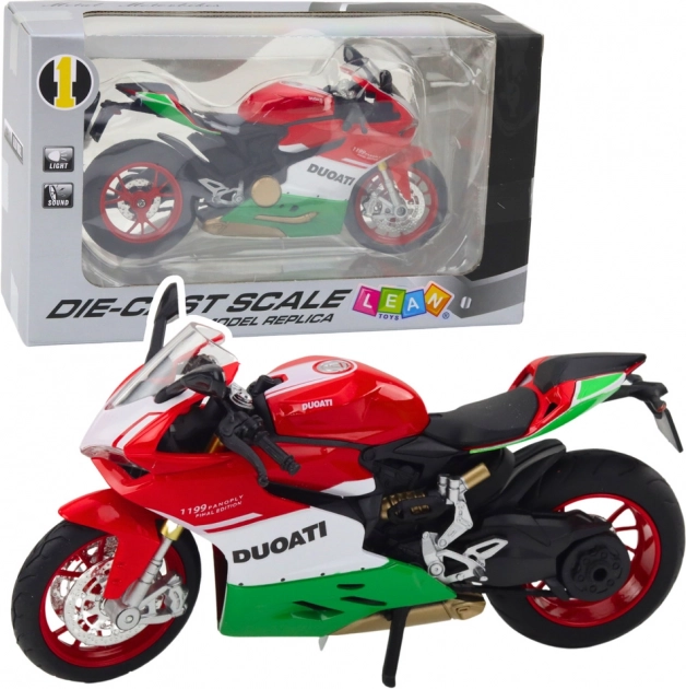 Metalowy sportowy motocykl z światłami i dźwiękami 1:12