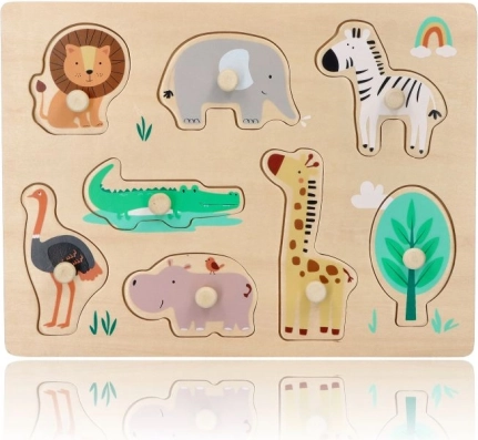 Drewniana układanka z uchwytami Safari