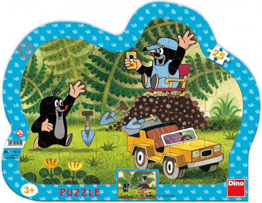 Puzzle Dino Krecik z żółtym autem
