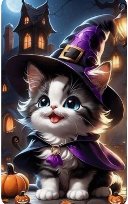 Diamentowa mozaika - Kociak Halloween