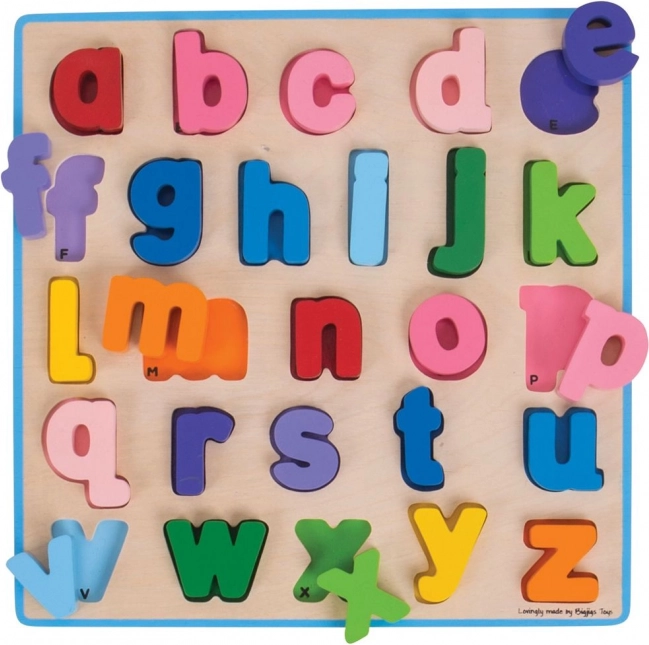 Drewniane puzzle alfabet – małe litery BIGJIGS BABY