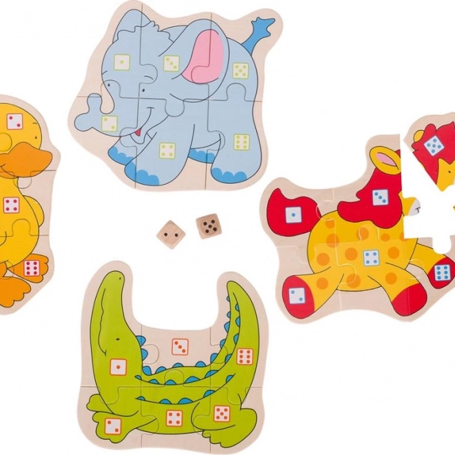 Puzzle gra z kostkami Zwierzątka