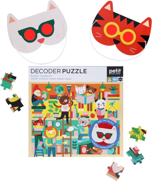 Petit Collage puzzle biblioteka z okularami 3D
