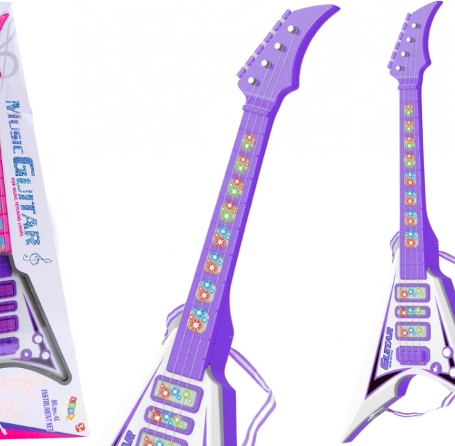 Dziecięca gitara elektryczna z oświetleniem i melodiami – fioletowa