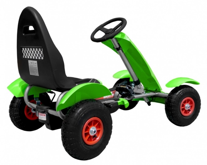 Wyścigowy gokart na pedały XL dla dzieci 3+ Zielony + Pompowane koła + Regulowane siedzenie + Wolnobieg