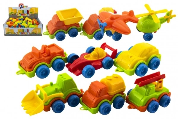 Pojazd mini plastikowy 10-12cm na wolny bieg mix rodzajów