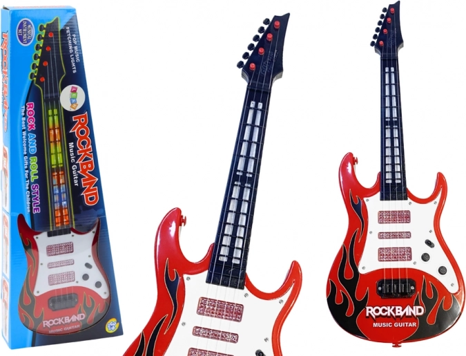 Dziecięca gitara elektryczna ze światłami i melodiami czerwona