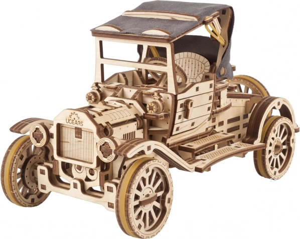 Drewniana mechaniczna układanka Historyczny automobil