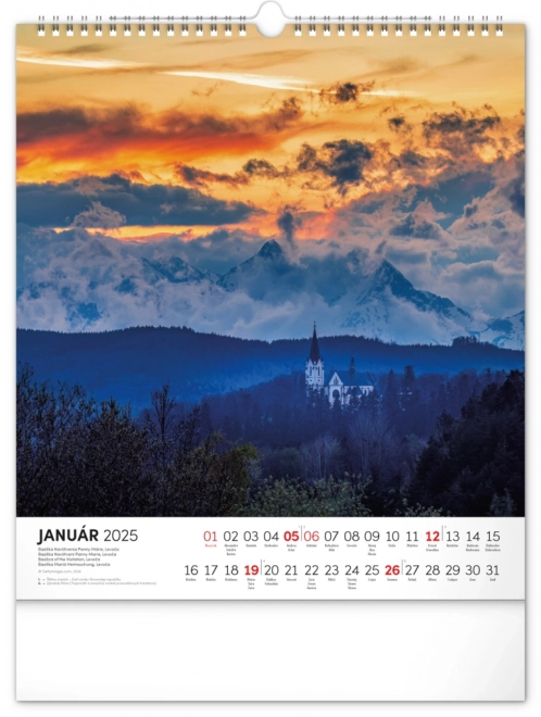 NOTIQUE Kalendarz ścienny Czarowne Słowacja 2025, 30 x 34 cm