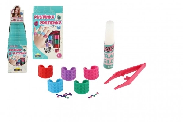 Pierścionki kreatywny zestaw plastik w pudełku 12x21x3,5cm 12szt w pudełku