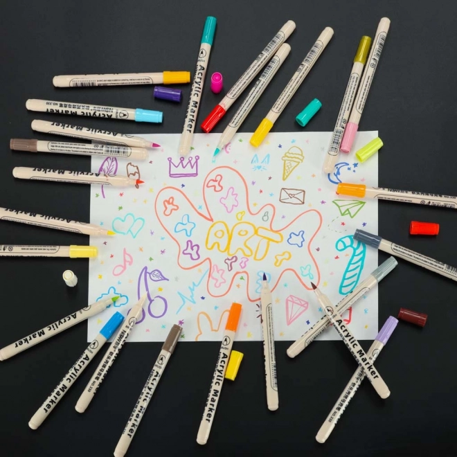 Wodoodporne markery akrylowe do tkanin i kamieni, zestaw 48 szt.