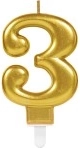 Urodzinowa świeczka cyfra 3 złota, 9,3 cm