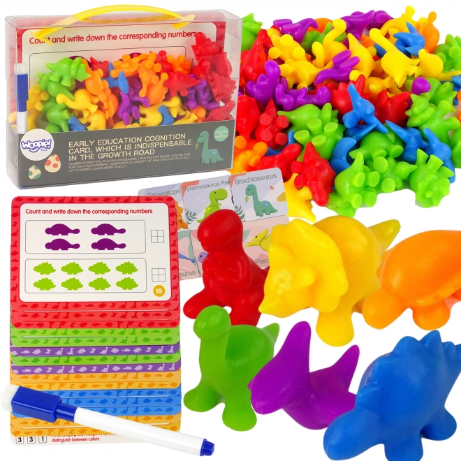 WOOPIE Edukacyjny Zestaw Nauka Liczenia Montessori Dino Układanka 95 szt.