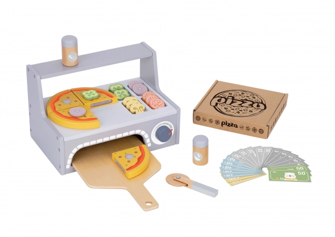 Tooky Toy drewniany zestaw do pizzy z dodatkami