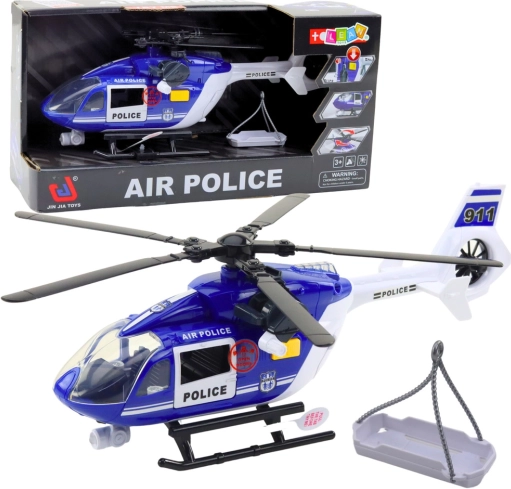 Policyjny helikopter ze światłami i dźwiękami 1:14 z hakiem i noszami