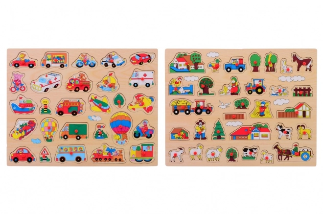 Duże drewniane puzzle z uchwytem