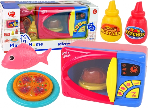 Dziecięca kuchenka mikrofalowa z akcesoriami na baterie