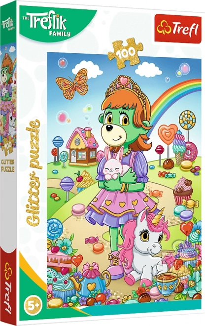 Błyszczące puzzle Treflíci: Błyszcząca Treflinka 100 elementów
