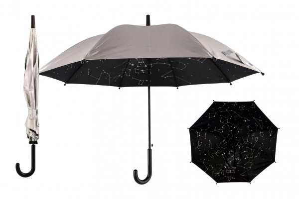 Parasol gwieździste niebo automatyczny 70cm metal/plastik srebrny w woreczku