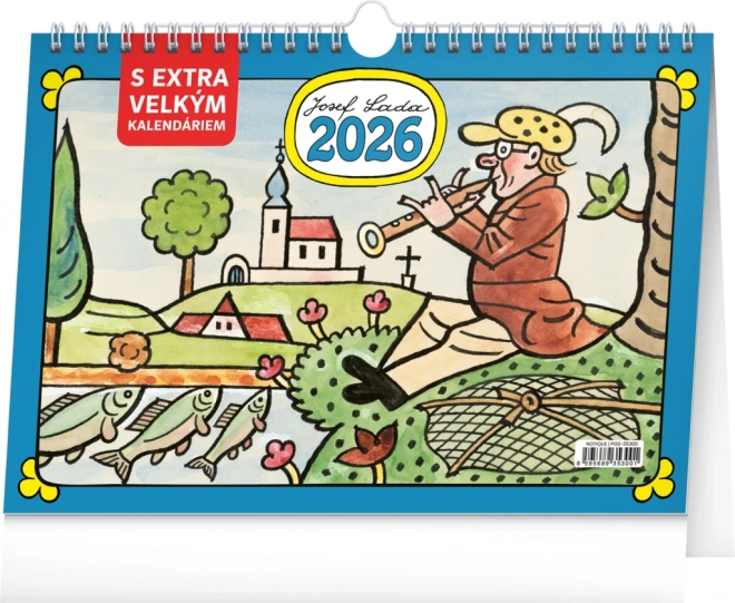 Kalendarz biurkowy Josef Lada z bardzo dużym kalendarium 2026
