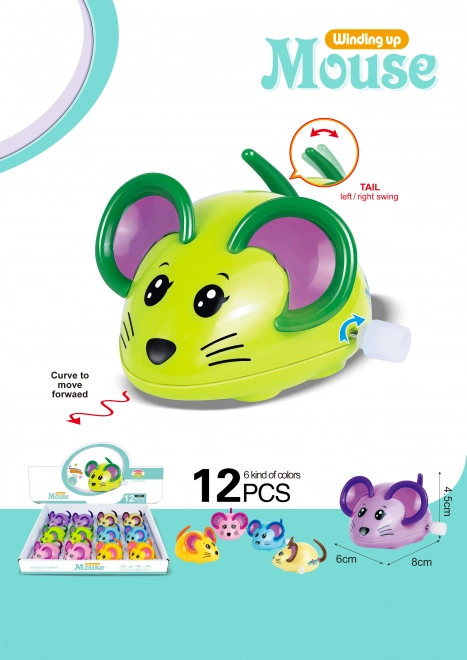 Myszka nakręcana plastikowa 8 cm
