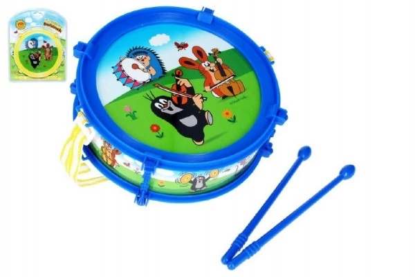 Krecik/Krecika bębenek plastikowy 20 cm + 2 pałeczki w pudełku