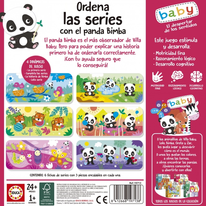 EDUCA Baby układanka Panda Bimba i przyjaciele 6x3 elementy