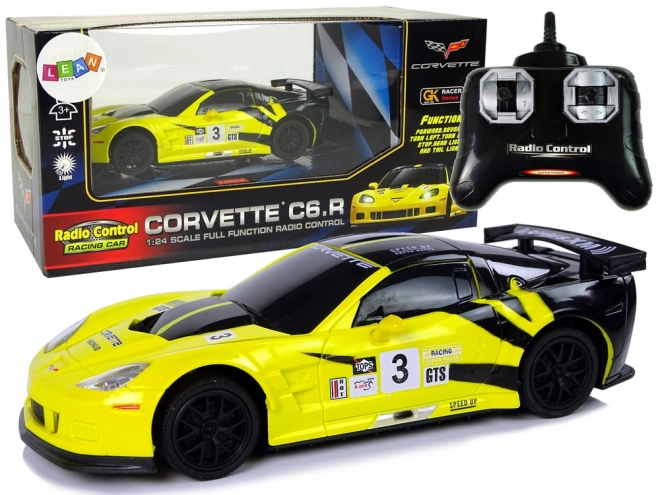 Sportowe auto R/C 1:24 Corvette żółte C6.R 2.4 G światła
