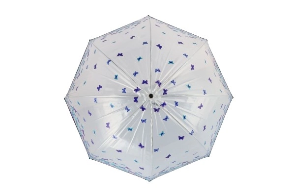 Parasolka przezroczysta z motylkami plastik/metal 80cm w woreczku